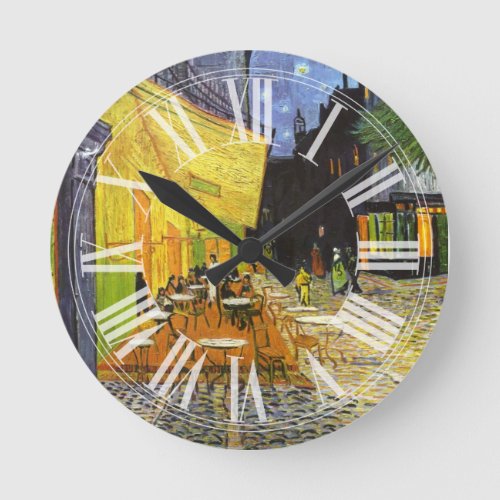 Van Gogh Cafe Terrace at Night Round Clock