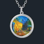 Van Gogh Café Terrace at Night Silver Plated Necklace<br><div class="desc">Necklace featuring Vincent van Gogh’s oil painting Café Terrace at Night (1888). Yellow stars paint the blue night sky above an outdoor café in France. A marvelous gift for fans of Post-Impressionism and Dutch art.</div>