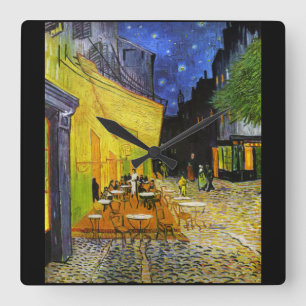 Van Gogh , “Cafe Terrace at Night” Square Wall Clock