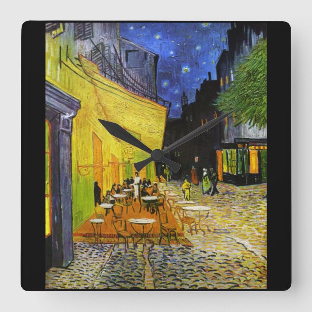 Van Gogh , “Cafe Terrace at Night” Square Wall Clock (Front)