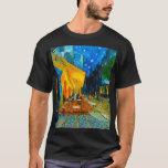Van Gogh Café Terrace at Night T-Shirt<br><div class="desc">T-Shirt featuring Vincent van Gogh’s oil painting Café Terrace at Night (1888). Yellow stars paint the blue night sky above an outdoor café in France. A marvelous gift for fans of Post-Impressionism and Dutch art.</div>