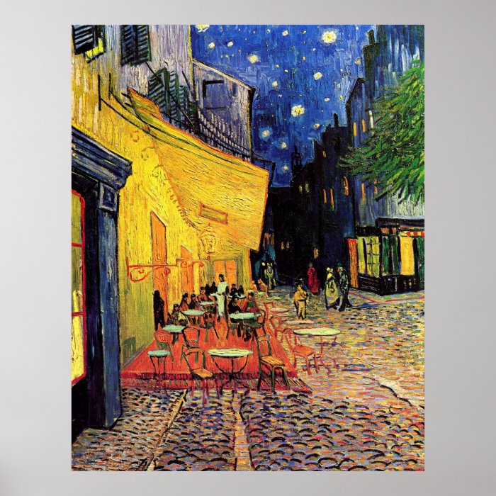 Van Gogh; Cafe Terrace at Night, Vintage Fine Art Poster