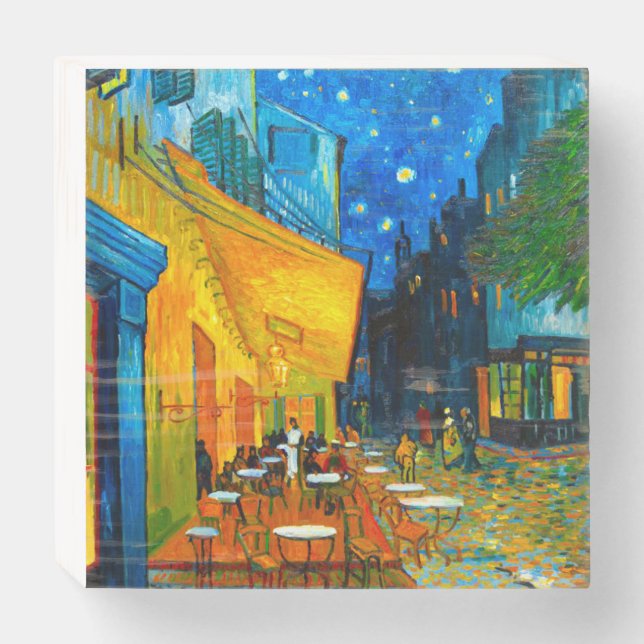 Van Gogh Café Terrace at Night Wooden Box Sign (Front Horizontal)