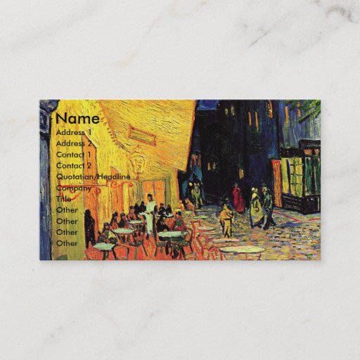 Customizable Van Gogh Cafe Terrace (F467) Vintage Fine Art Business Cards