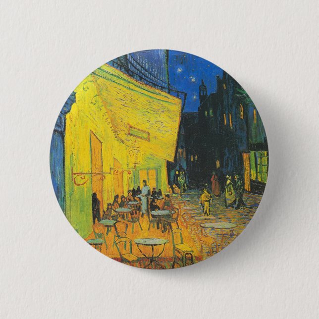 Van Gogh Cafe Terrace French Street Scene Button (Front)