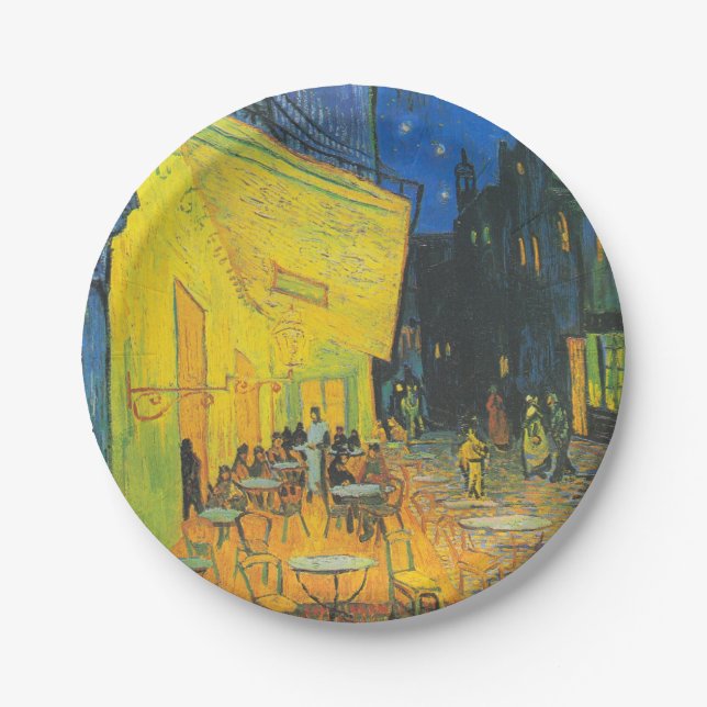 Van Gogh Cafe Terrace French Street Scene Paper Plates (Front)