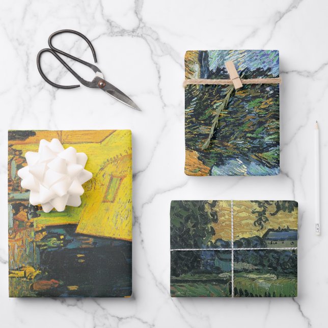 Van Gogh Cafe Terrace French Street Scene Wrapping Paper Sheets (Front)