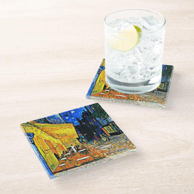 Van Gogh - Cafe Terrace Glass Coaster (Angled)