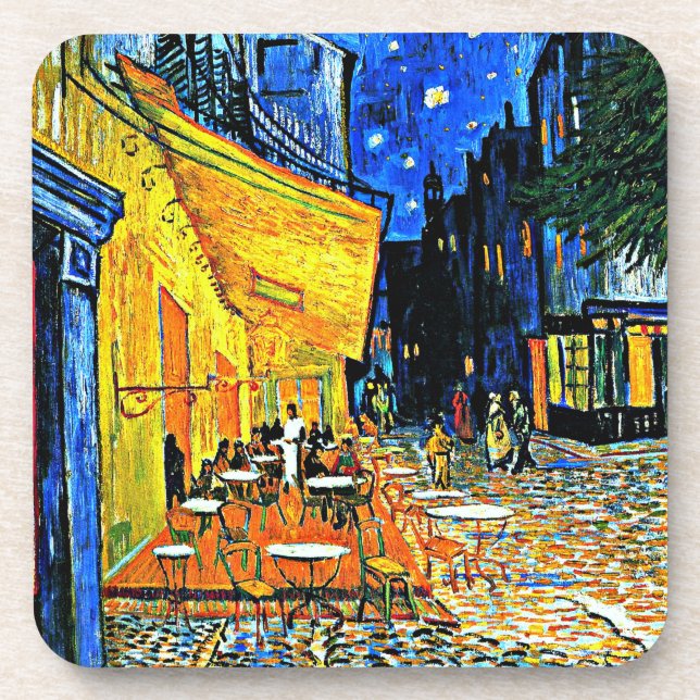Van Gogh - Cafe Terrace, place-du-forum, Arles Beverage Coaster (Front)