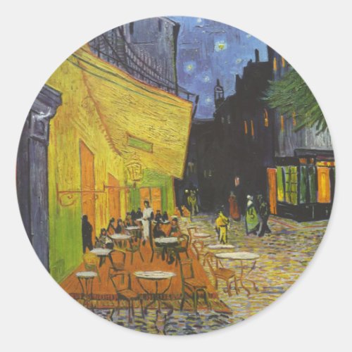 Van Gogh Cafe Terrace Post_Impressionist Classic Round Sticker
