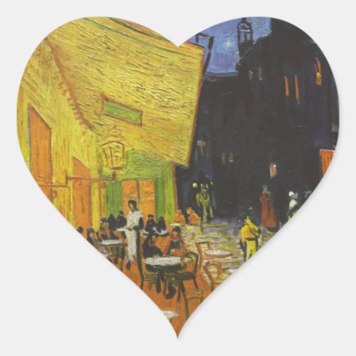 Van Gogh Cafe Terrace Post_Impressionist Heart Sticker