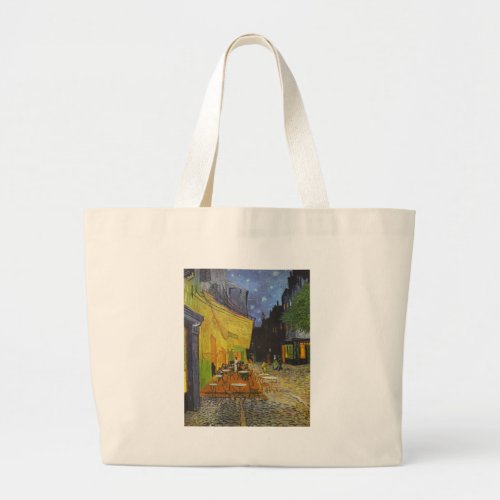 Van Gogh Cafe Terrace Post_Impressionist Large Tote Bag