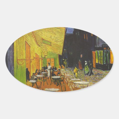 Van Gogh Cafe Terrace Post_Impressionist Oval Sticker