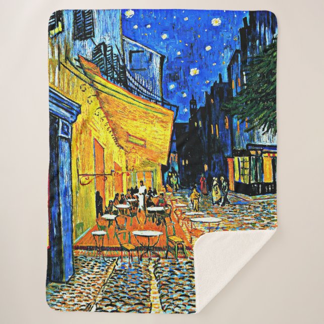 Van Gogh - Cafe Terrace Sherpa Blanket (Front)