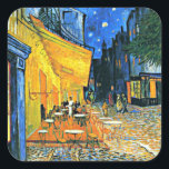 Van Gogh - Cafe Terrace Square Sticker<br><div class="desc">Cafe Terrace,  popular painting by Vincent van Gogh</div>