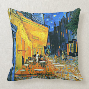 Van Gogh - Cafe Terrace, Van Gogh famous painting Throw Pillow