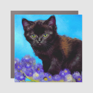 Van Gogh Cat and Flowers Car Magnet