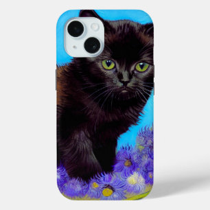 Van Gogh Cat and Flowers iPhone 15 Case