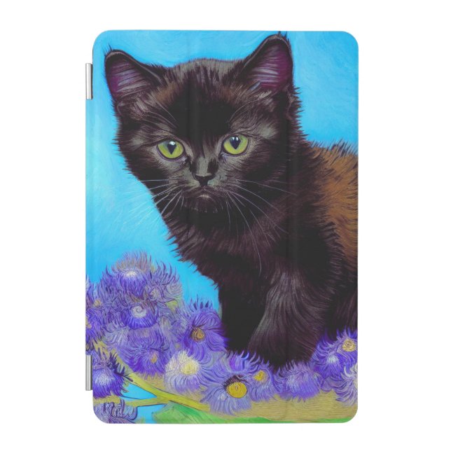 Van Gogh Cat and Flowers iPad Mini Cover (Front)