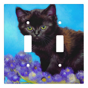 Van Gogh Cat and Flowers Light Switch Cover