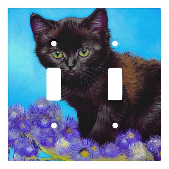 Van Gogh Cat and Flowers Light Switch Cover (Front)