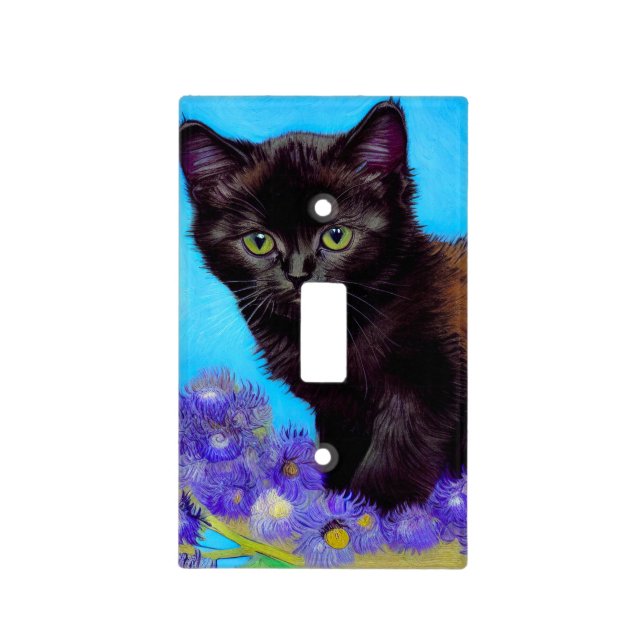 Van Gogh Cat and Flowers Light Switch Cover (Front)