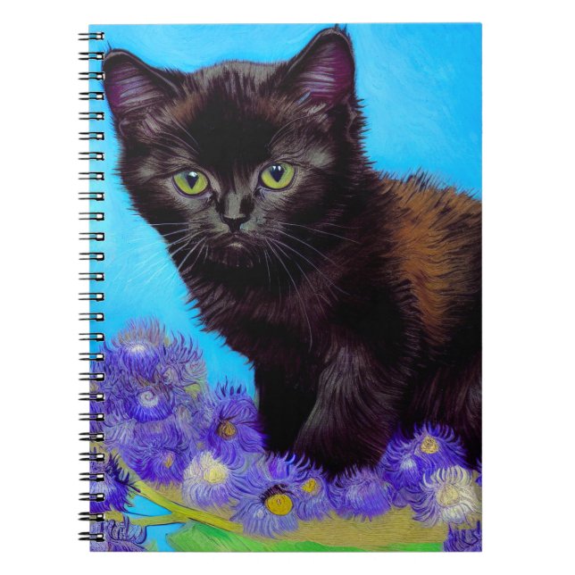 Van Gogh Cat and Flowers Notebook (Front)