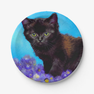 Van Gogh Cat and Flowers Paper Plates