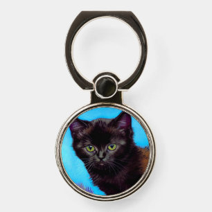 Van Gogh Cat and Flowers Phone Ring Stand
