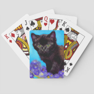 Van Gogh Cat and Flowers Poker Cards