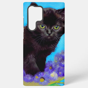 Van Gogh Cat and Flowers Samsung Galaxy S22 Ultra Case