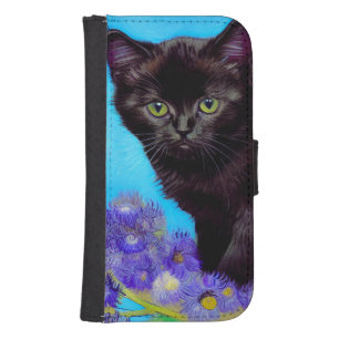 Van Gogh Cat and Flowers Galaxy S4 Wallet Case
