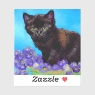 Van Gogh Cat and Flowers Sticker