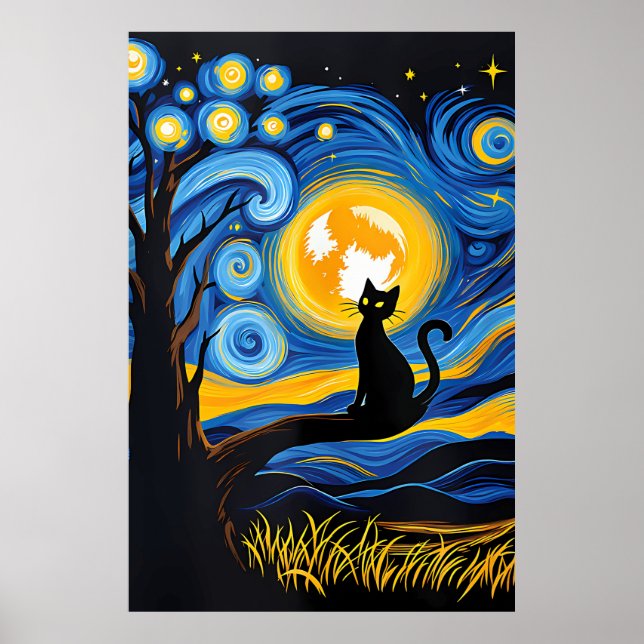 van Gogh Cat Art Poster (Front)