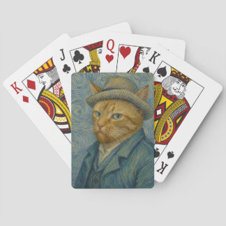 Van Gogh Cat Self Portrait Vintage Art Parody Poker Cards