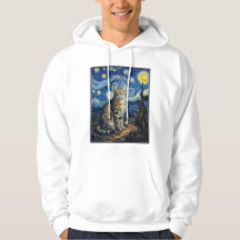Van Gogh Cat Starry Night Impressionist Art