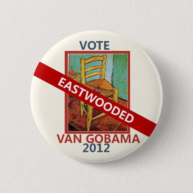 Van Gogh Chair Barck Obama Clint Eastwood Meme Button (Front)