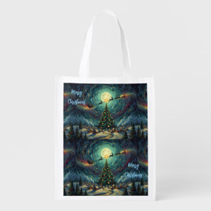 Van Gogh Christmas Reusable Bag Santa Sleigh