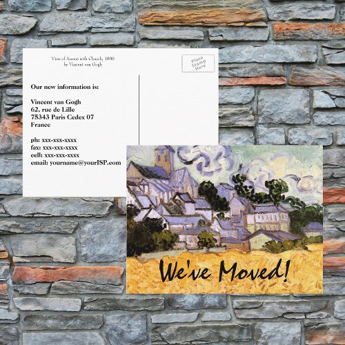 Van Gogh Church at Auvers Change of Address Announcement Postcard