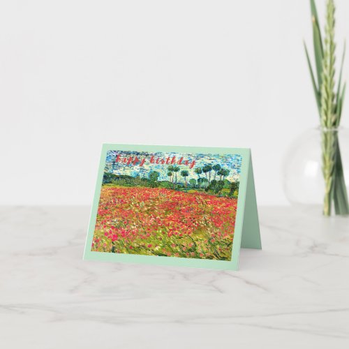 VAN GOGH Classic Field with Poppies Birthday Card