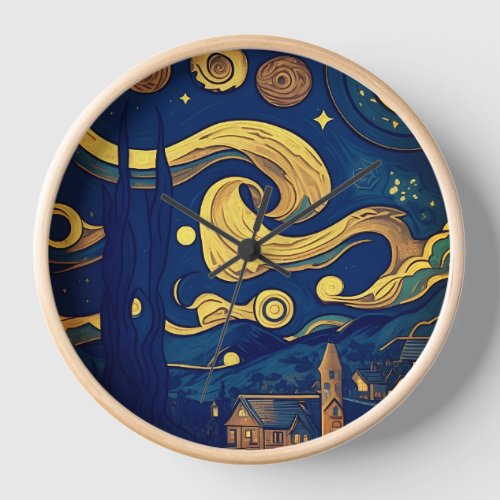 Van Gogh Clocks AI_Generated Starry Night  Clock