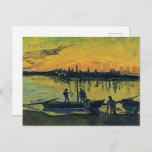 Van Gogh Coal Barges on the River Classic Painting Postcard