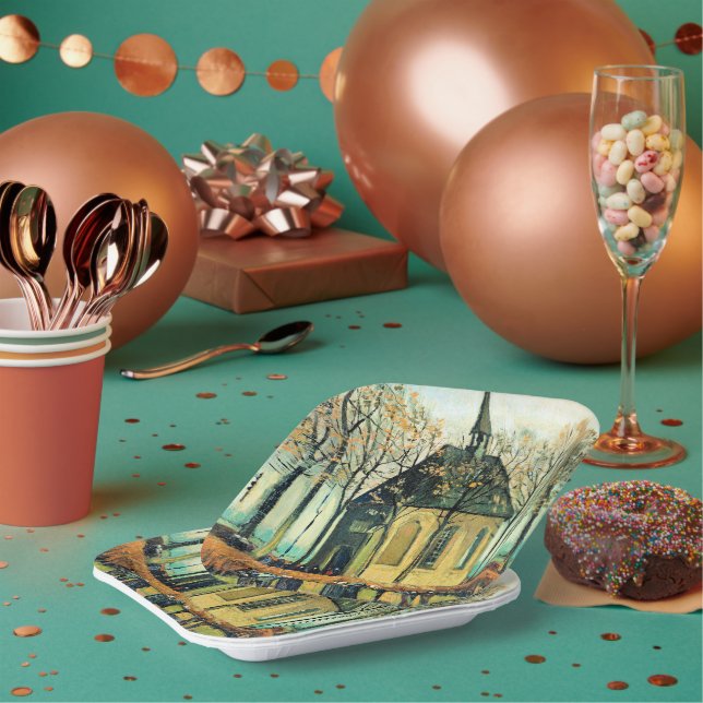 Van Gogh - Congregation, Reformed Church Paper Plates (Multi)