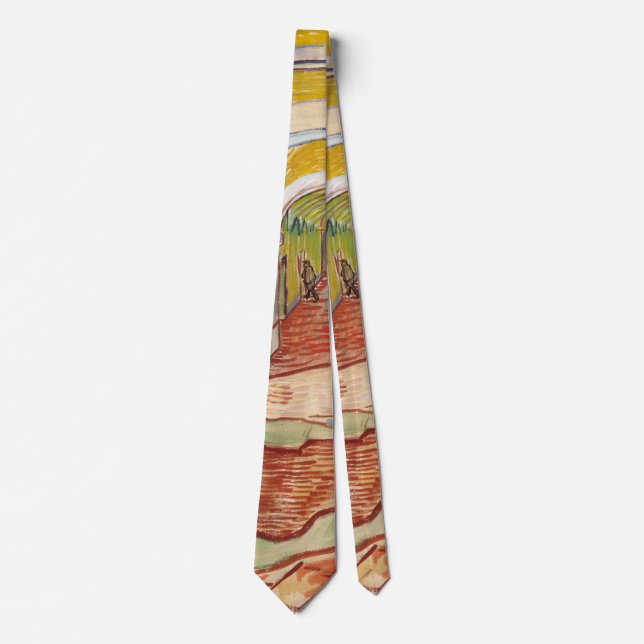 Van Gogh Corridor Asylum Yellow Impressionist Art Neck Tie (Front)
