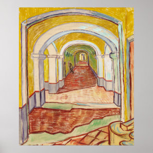 Van Gogh Corridor Asylum Yellow Impressionist Art Poster