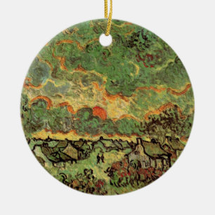 Van Gogh Cottages Cypresses Reminiscence of North Ceramic Ornament