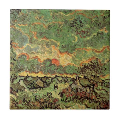 Van Gogh Cottages Cypresses Reminiscence of North Ceramic Tile