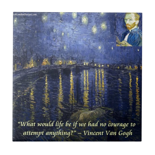 Van Gogh Courage Quote Tile (Front)