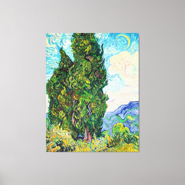 Van Gogh - Cypresses, 1889 fine art painting Canvas Print (Front)