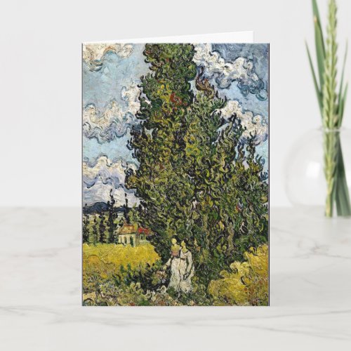 Van Gogh _ Cypresses with Two Women Card